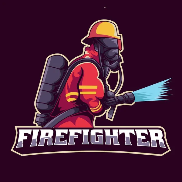 firefighter mascot logo. fire department badge. vector illustration