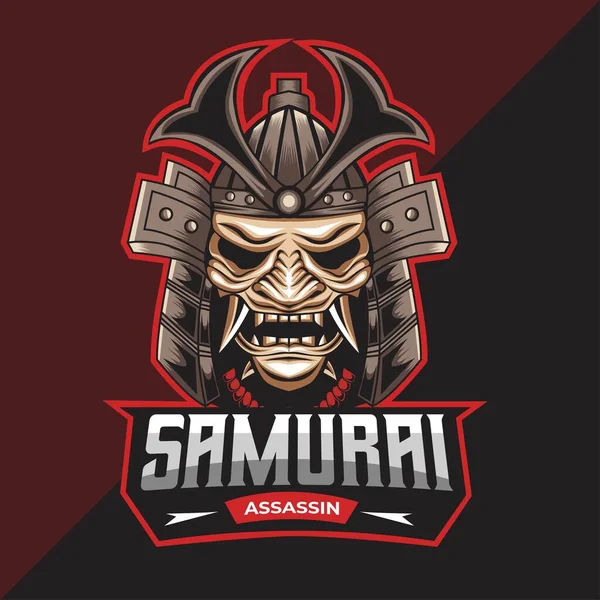 Samurai Guerrero Mascota Esport Logo — Vector de stock