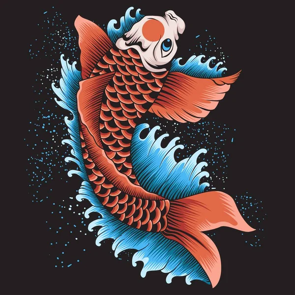 Ilustração Peixe Koi Perfeito Para Tatuagem Mercadoria Vestuário — Vetor de Stock