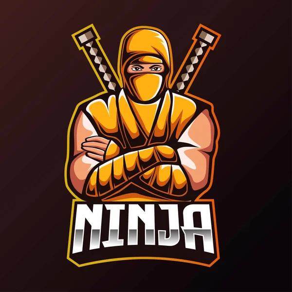 Ninja Esport Logosu Maskot Tasarımı — Stok Vektör