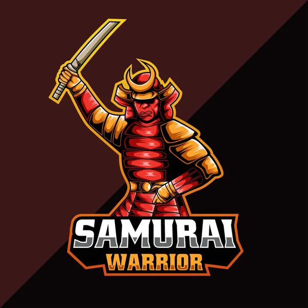 Samuray Savaşçı Spor Maskotu Tarzı — Stok Vektör