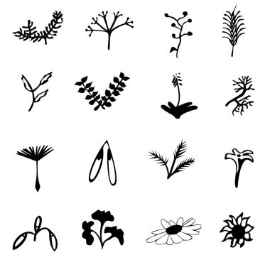 bitki vektörü, ikon veya ekoloji doğa elementi sembolleri, ilkbahar zamanı konsepti.