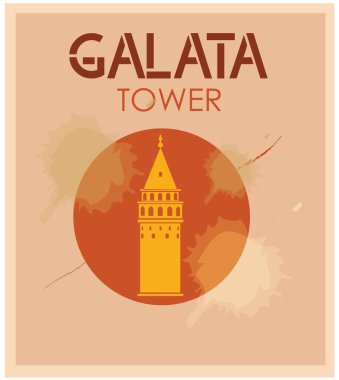 Beyaz arkaplanda Galata kulesi çizimi, kartpostal için vektör, hatıra