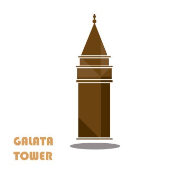 Beyaz arkaplanda Galata kulesi çizimi, kartpostal için vektör, hatıra