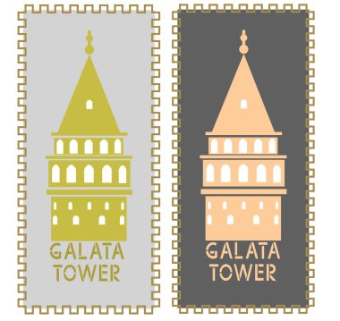 Beyaz arkaplanda Galata kulesi çizimi, kartpostal için vektör, hatıra