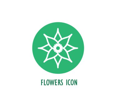 Çiçek ikonu. Beyaz arkaplanda doğa sembolü