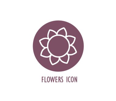 Çiçek ikonu. Beyaz arkaplanda doğa sembolü