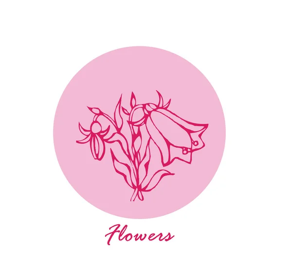 Ilustración Flores Con Arte Línea Sobre Fondos Blancos — Vector de stock