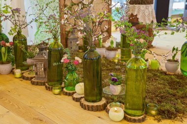 Olağandışı dekor çiçek kumaş mum ağacı