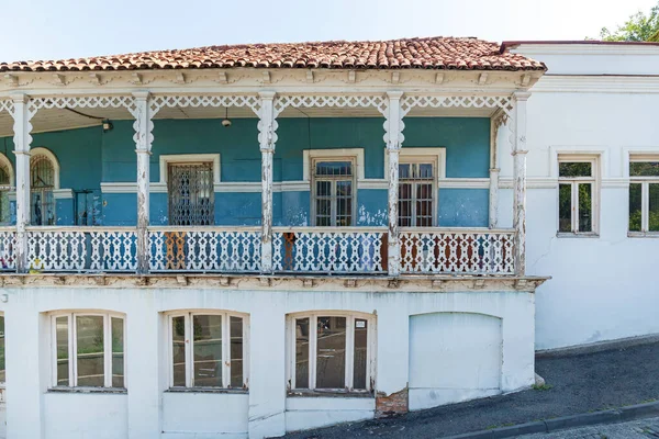 Casas Antiguas Con Hermosas Terrazas Madera Casco Antiguo Tiflis — Foto de Stock