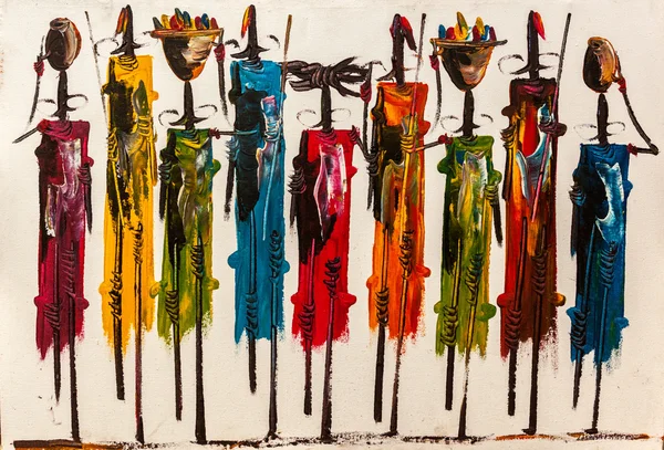 Скульптуры, картины Кения, африканские маски, маски для церемоний — стоковое фото