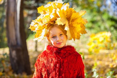 Sarı yapraklar, bir buket sarı yapraklar, çocukla lea düşmüş