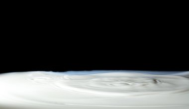 Siyah arkaplanda izole edilmiş süt sıçratma