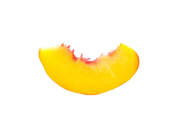 Slice of peach close-up isolated on white background — Stock Photo, Image