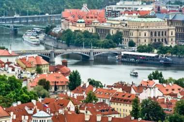 Prag Vltava Nehri manzaralı Panorama üst.