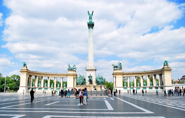 Budapest, Hungary. May 10, 2014: Heroes Square in Budapest in Hungary