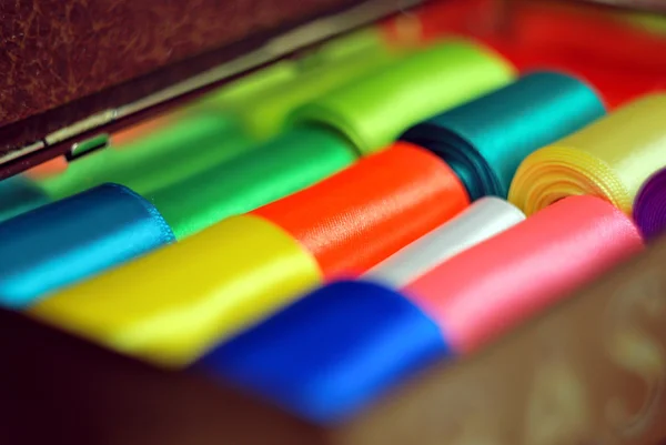 Hanks of multi-colored ribbons Close-up Royalty Free Stock Images