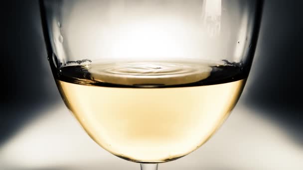 Kadehteki Beyaz Şarabın Düşen Şarabın Yaratıcı Makro Yavaş Çekim Videosu — Stok video