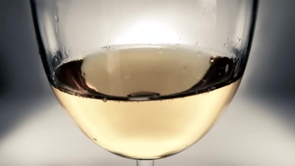Creatieve Macro Slow Motion Video Van Witte Wijn Spetterend Een — Stockvideo