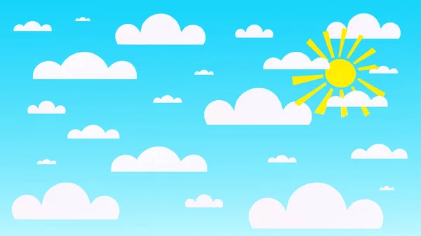 Ilustracja Jasnego Błękitnego Nieba Słońcem Papierowymi Chmurami Jasne Lato Błękitne — Zdjęcie stockowe