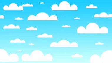 4K 3D eğlenceli kağıt bulutlu açık mavi bir gökyüzü animasyonu.