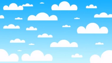 4K 3D eğlenceli kağıt bulutlu açık mavi bir gökyüzü animasyonu.