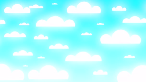 Eğlenceli Kağıt Bulutlu Açık Mavi Bir Gökyüzü Animasyonu — Stok video