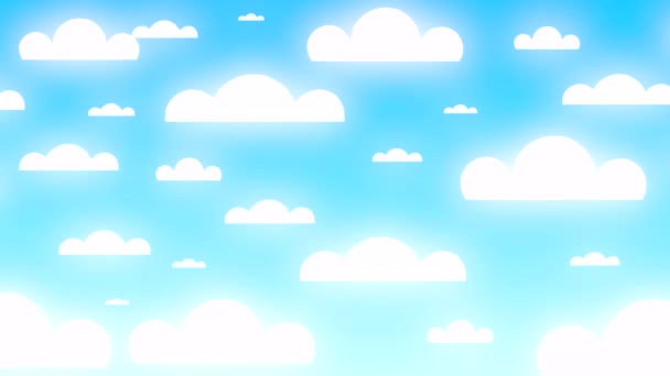 Animación Cielo Verano Azul Brillante Con Divertidas Nubes Papel — Vídeo de stock