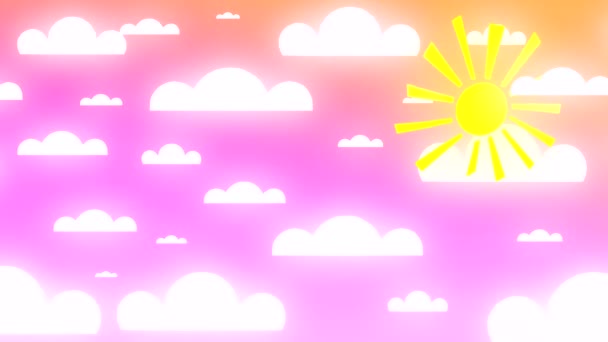 Animation Φωτεινό Ροζ Καλοκαιρινό Ουρανό Στο Ηλιοβασίλεμα Χάρτινα Σύννεφα — Αρχείο Βίντεο