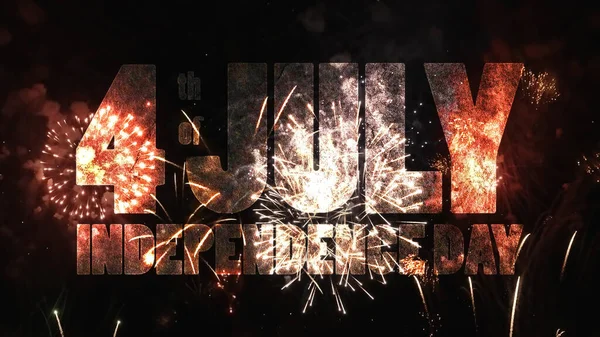 Tekst Met Grunge Textuur Juli Onafhankelijkheidsdag Kleurrijke Vakantie Vuurwerk Achtergrond — Stockfoto