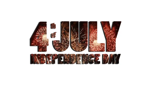 Tekst Vorm Van Feestelijk Vuurwerk Juli Onafhankelijkheidsdag Geïsoleerd Een Witte — Stockfoto