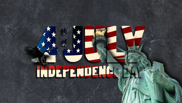 Illustrazione Testo Sotto Forma Bandiera Americana Sventolante Luglio Independence Day — Foto Stock