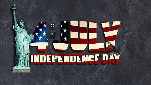 Illustratie Tekst Vorm Van Een Wapperende Amerikaanse Vlag Juli Onafhankelijkheidsdag — Stockfoto