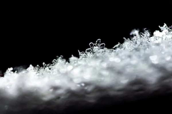 Textura Natural Neve Com Flocos Neve Close Janela Isolado Fundo — Fotografia de Stock