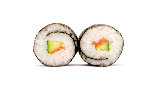 双辊分离在白色背景上的寿司 — 图库照片