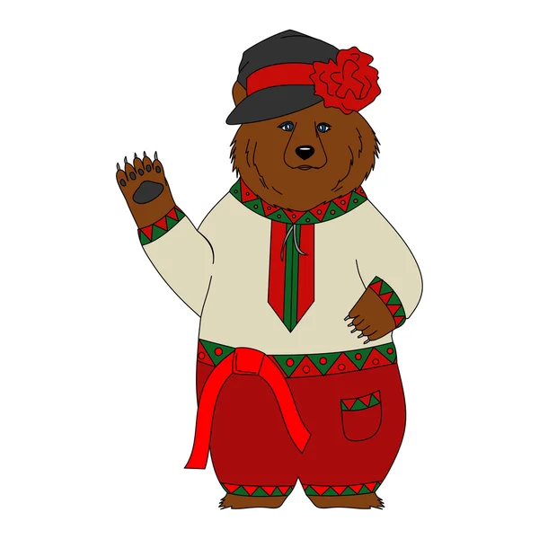 Медведь в русском народном костюме — стоковый вектор