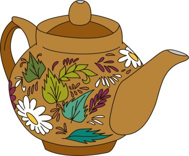 Güzel çiçek çaydanlık vektör