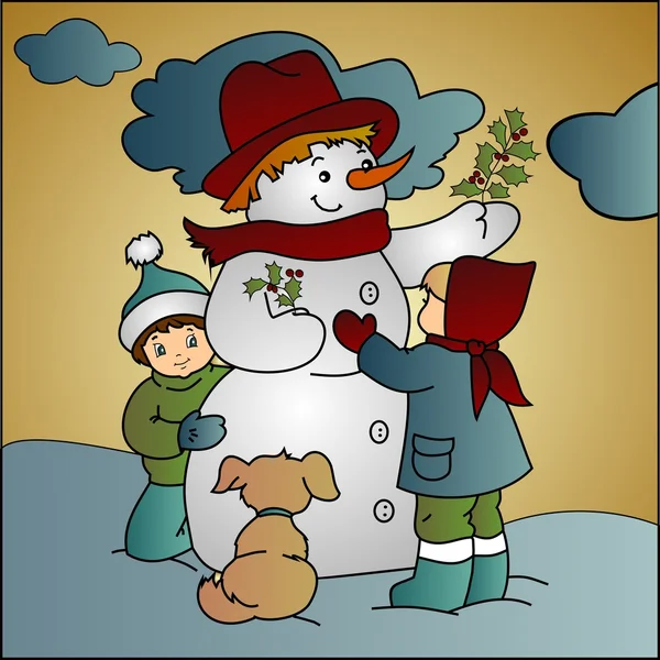Winter fun with snowman
