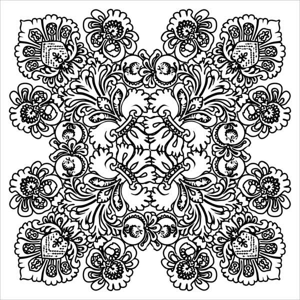 Flower black and white circle ornament — Stock Vector © dmitrykowyrtsov