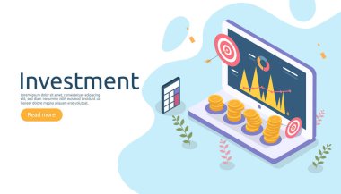 Yatırım konseptini yönetmek ya da geri getirmek. Çevrimiçi iş stratejisi finansal analiz için. İzometrik tasarım vektör çizimi. Web iniş sayfası, afiş, sunum, sosyal medya şablonu.