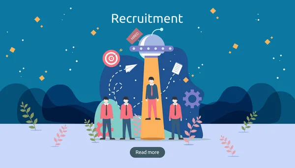 Online Rekrutierung Oder Job Einstellung Konzept Mit Winzigen Menschen Charakter — Stockvektor