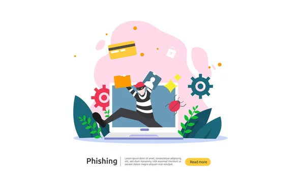 Contraseña Phishing Concepto Ataque Plantilla Landing Page Heacker Robar Seguridad — Vector de stock