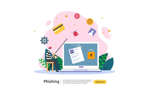 Password Phishing Attack Concept Landing Page Template Heacker Stehlen Persönliche — Stockvektor