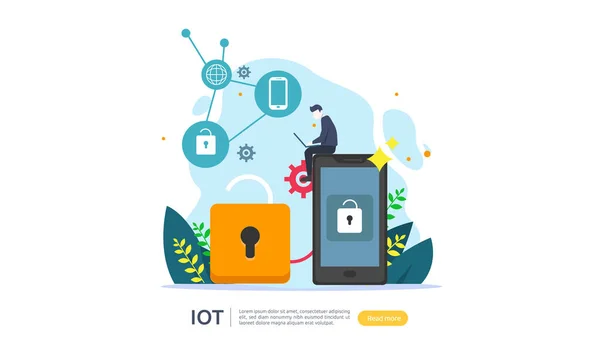 Iot Smart House Monitoring Concept Voor Industriële Home Remote Lock — Stockvector