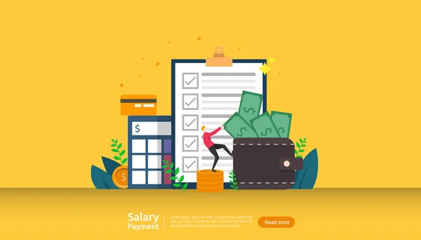 Salary Payment Concept Payroll Annual Bonus Income Payout Paper Calculator — Stock Vector