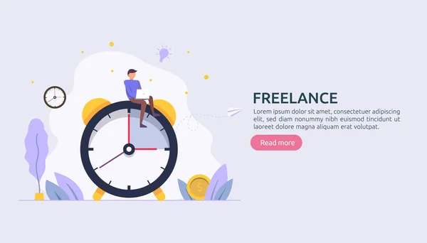 Concept Freelance Télétravail Indépendant Travail Domicile Personnage Personnes Travaillant Avec — Image vectorielle