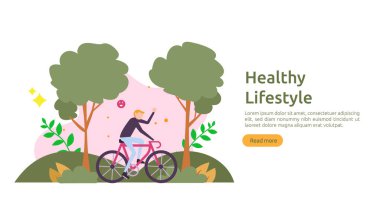 Aktif sağlıklı yaşam tarzı alışkanlıkları konsepti. Kişiliğiyle beslenme besin örnekleri. Web sayfası, sunum, sosyal tanıtım veya yazdırma medyası için spor egzersizleri ve açık hava egzersizleri
