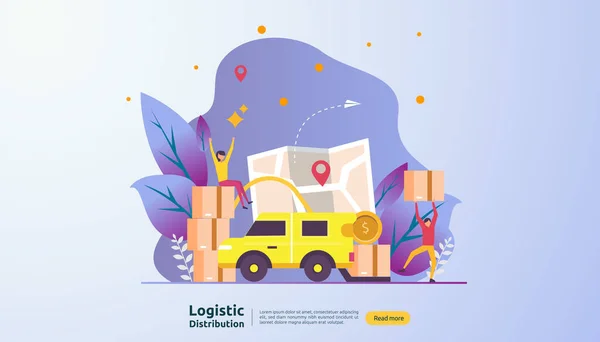 Concept Global Illustration Service Distribution Logistique Livraison Dans Monde Entier — Image vectorielle