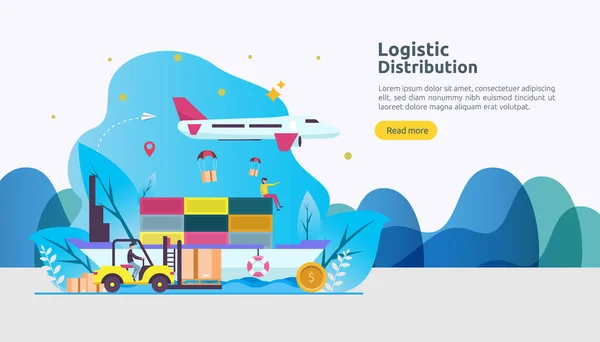 Illustrationskonceptet Global Logistikdistribution Leverans Över Hela Världen Import Frakt Banner — Stock vektor