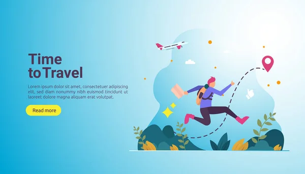 Backpacker Călătorie Aventură Concept Aer Liber Vacanță Recreere Natură Tema — Vector de stoc